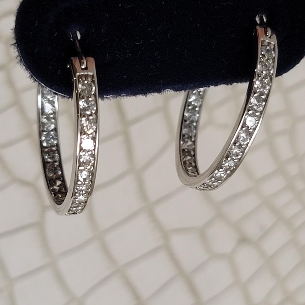 Sterling Silver CZ Hoops*NEW